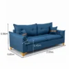 Sofá 3 Lugares Creta Linho Azul 28 Larg. 2.00m - Molas bonnel - Imagem 2