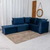 Sofá Canto 5 lugares com Puff Viena Veludo Azul A16 - Imagem 4