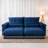 Sofá Retrátil Reclinável Ibis 2.30m Veludo Azul 800 - D33 e Molas Ensacadas - Imagem 3
