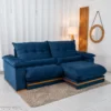 Sofá Retrátil Reclinável Ibis 2.30m Veludo Azul 800 - D33 e Molas Ensacadas - Imagem 4