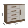 Cômoda Firenze Castanho/Off 4 Gavetas e Sapateira Larg. 1.10m - D Doro - Imagem 2