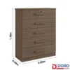 Cômoda Ipanema Castanho 5 Gavetas Larg. 0.85m - D Doro - Imagem 2