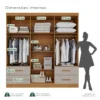 Guarda-roupa Texas Premium Cinamomo/Off 6 Portas 4 gavetas Larg. 1.80m - Sallêto - Imagem 3