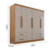 Guarda-roupa Texas Premium Cinamomo/Off 6 Portas 4 gavetas Larg. 1.80m - Sallêto - Imagem 2