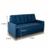 Sofá 3 lugares Living Áustria Veludo Azul A16 Larg. 1.70m - Imagem 2