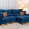 Sofá Retrátil Reclinável Gran Bello 2.90m Veludo Azul - Molas Ensacadas - Imagem 3