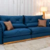 Sofá Retrátil Reclinável Gran Bello 2.90m Veludo Azul - Molas Ensacadas - Imagem 2