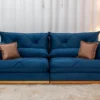 Sofá Retrátil Reclinável Gran Bello 2.90m Veludo Azul - Molas Ensacadas - Imagem 4