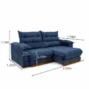 Sofá Retrátil Reclinável Itauna 2.50m Chenille Azul 575 - Molas Ensacadas - Imagem 2
