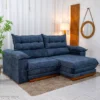 Sofá Retrátil Reclinável Itauna 2.50m Chenille Azul 575 - Molas Ensacadas - Imagem 4