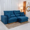 Sofá Retrátil Reclinável Toronto 2.50m Veludo Azul 4061 - D33 e Molas Ensacadas