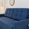 Sofá Áustria 3 Lugares + Poltrona Áustria Veludo Azul A16 - Imagem 2