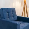 Sofá Áustria 3 Lugares + Poltrona Áustria Veludo Azul A16 - Imagem 3