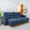 Sofá Retrátil Reclinável Itauna 2.90m Chenille Azul 575 - Molas Ensacadas - Imagem 3