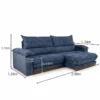 Sofá Retrátil Reclinável Itauna 2.90m Chenille Azul 575 - Molas Ensacadas - Imagem 2