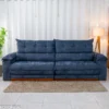 Sofá Retrátil Reclinável Itauna 2.90m Chenille Azul 575 - Molas Ensacadas - Imagem 4