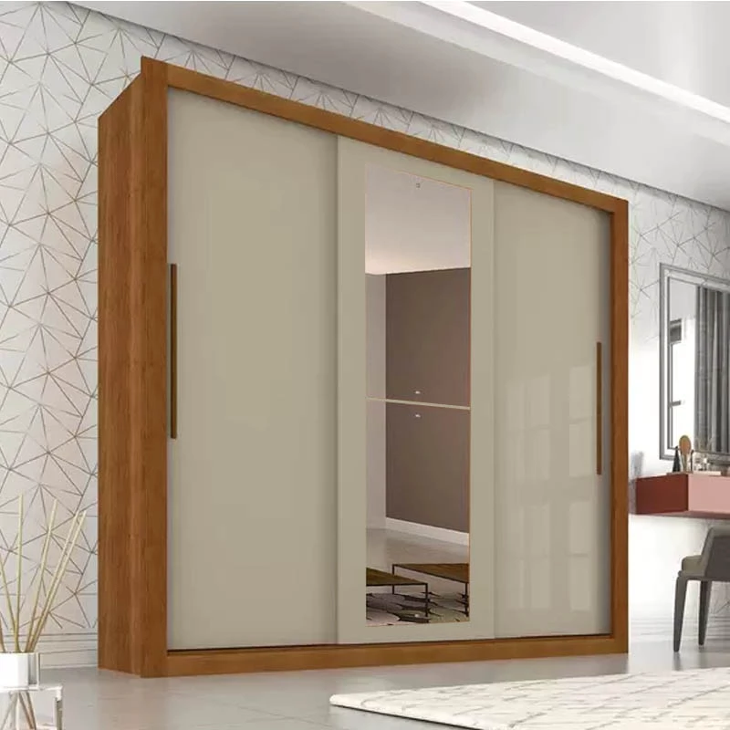 Guarda-roupa Casal New Panamá Cinamomo/Off 3 Portas Flex 4 Gavetas C/ 1 Espelho Larg. 1.85m Sallêto