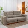 Sofá Retrátil Reclinável Itauna 2.30m Chenille Bege 574 - Molas Ensacadas - Imagem 3