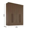 Roupeiro Solteiro Da Vinci Plus Castanho 4 Portas 3 Gavetas 100% MDF Larg. 1.85m - D Doro EM ESTOQUE - Imagem 3