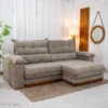 Sofá Retrátil Reclinável Itauna 2.30m Chenille Bege 574 - Molas Ensacadas - Imagem 4