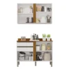 Balcão Pérola Branco/Cinamomo 2 Portas e 2 Gavetas Larg 1.20m + Aéreo Pérola 2 Portas Branco/Cinamomo Larg. 1.20m - Sallêto - Imagem 2