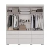 Guarda-Roupa Casal New Star 3 Portas 9 Gavetas Branco c/ 1 Espelho c/Pés Larg. 1.80m - Sallêto - Imagem 2