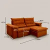 Sofá Retrátil Reclinável Emanuelly 2.30m Veludo Terracota 24 - Imagem 2
