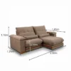 Sofá Retrátil Reclinável Ibis 2.50m Veludo Capuccino 828 - D33 e Molas Ensacadas - Imagem 2