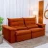 Sofá Retrátil Reclinável Emanuelly 2.30m Veludo Terracota 24 - Imagem 3