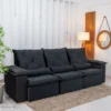Sofá Retrátil Reclinável City 2.70m Veludo Preto - Sem Caixa - Imagem 3