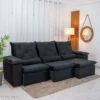 Sofá Retrátil Reclinável City 2.70m Veludo Preto - Sem Caixa - Imagem 4