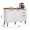 Balcão para Cozinha New Valência Branco/Cinamomo 3 Portas 2 Gavetas Larg. 1.20m - Sallêto - Imagem 3