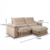 Sofá Retrátil Reclinável Ibis 2.30m Veludo Bege 827 - D33 e Molas Ensacadas - Imagem 2