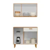 Kit Cozinha Ester Aéreo + Balcão Larg. 91cm Freijó/Off - Poliman - Imagem 2