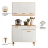 Kit Cozinha Ester Aéreo + Balcão Larg. 91cm Freijó/Off - Poliman - Imagem 3