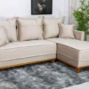 Sofá 3 Lug. Milão C/Chaise Lado Esquerdo Veludo Bege 818 Larg. 2.30m - Molas Ensacadas