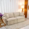 Sofá Retrátil Luma 2.00m Veludo Premium Bege 37 - Sem Caixa - Imagem 3