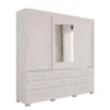 Guarda-Roupa Casal New Star 3 Portas 9 Gavetas Branco c/ 1 Espelho c/Pés Larg. 1.80m - Sallêto - Imagem 3