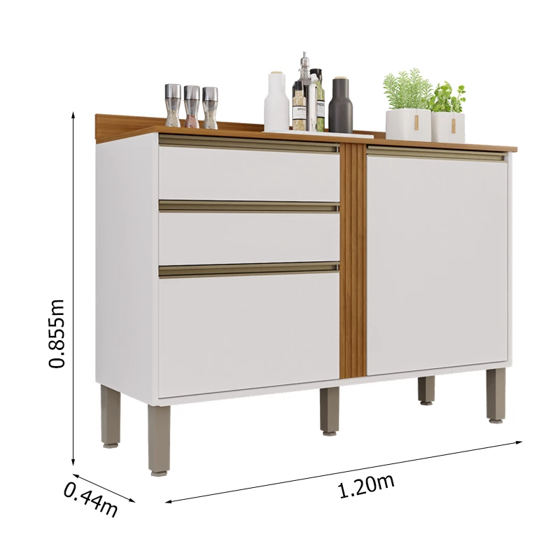 Balcão Cozinha Pérola Branco/Cinamomo 2 Portas 2 Gavetas Larg. 1.20m - Sallêto - Imagem 3