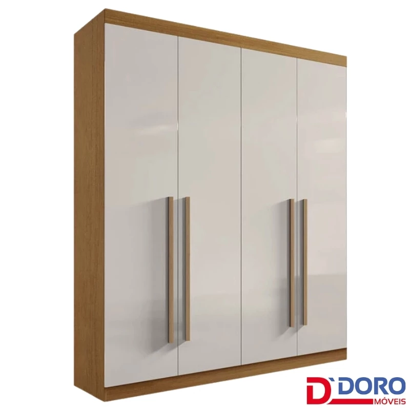 Roupeiro Solteiro Da Vinci Plus Cinamomo/Off 4 Portas 3 Gavetas 100% MDF Larg. 1.85m - D Doro