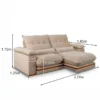 Sofá Retrátil Reclinável Ibis 2.50m Veludo Bege 827 - D33 e Molas Ensacadas - Imagem 2