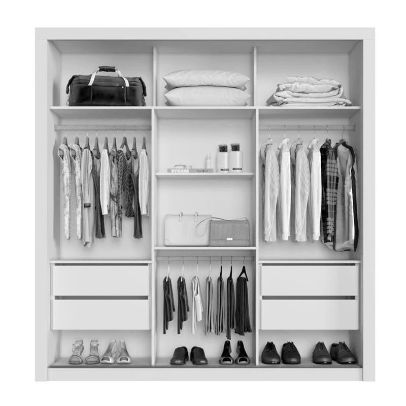 Guarda-roupa Casal New Panamá Cinamomo/Off 3 Portas Flex 4 Gavetas C/ 1 Espelho Larg. 1.85m Sallêto - Imagem 4