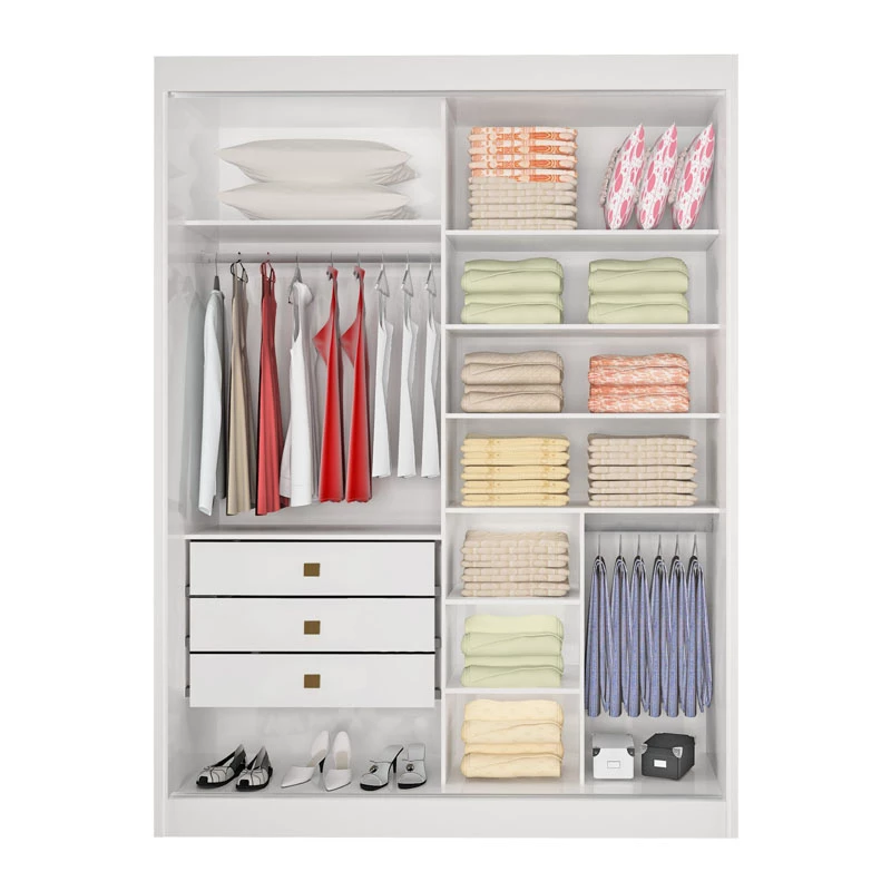 Roupeiro Atenas Cinamomo/Off 2 Portas C/ 1 Espelho 100% MDF Portas Flex Larg. 1.85m D'Doro - Imagem 3