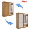 Roupeiro Atenas Cinamomo/Off 2 Portas C/ 1 Espelho 100% MDF Portas Flex Larg. 1.85m D'Doro - Imagem 4