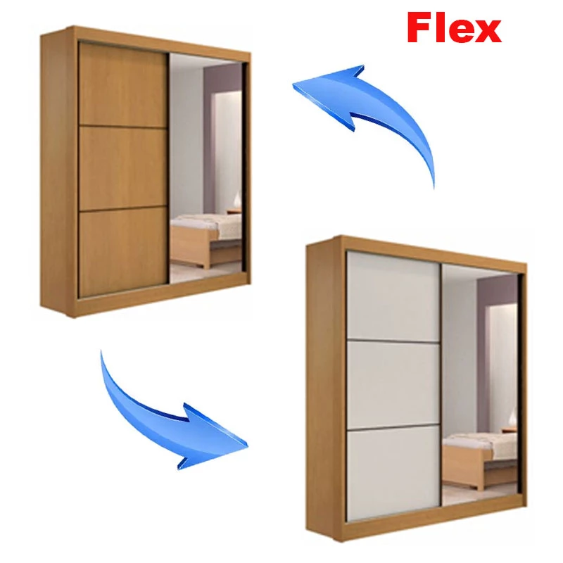 Roupeiro Atenas Cinamomo/Off 2 Portas C/ 1 Espelho 100% MDF Portas Flex Larg. 1.85m D'Doro - Imagem 4