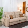 Sofá Retrátil Reclinável Malibu 2.50m Veludo Bege 827 - D33 e Molas Ensacadas - Imagem 3