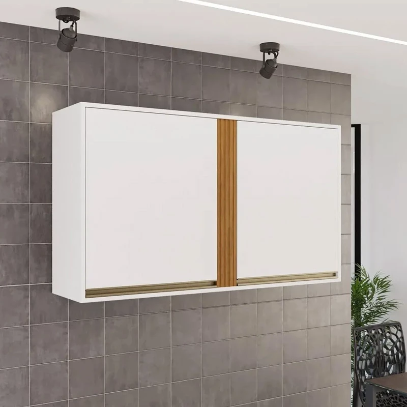 Aéreo Cozinha Pérola Larg. 1.20m Branco/Cinamomo 2 Portas - Sallêto