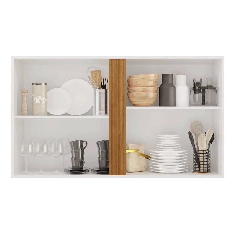 Aéreo Cozinha Pérola Larg. 1.20m Branco/Cinamomo 2 Portas - Sallêto - Imagem 2