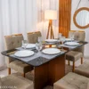 Mesa de Jantar Moscou 160x80 Vidro Preto/Base Cinamomo + 6 Cad. Londres Veludo Avelã Madeira Minas Plac - Imagem 2