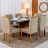 Mesa de Jantar Moscou 160x80 Vidro Preto/Base Cinamomo + 6 Cad. Londres Veludo Avelã Madeira Minas Plac - Imagem 3